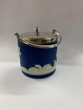 Dark blue Wedgwood jasperware BPG biscuit barrel